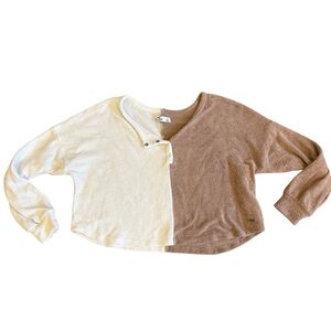 Hollister Henley Half Half Knit Warm Button Down Sweater size Large‎